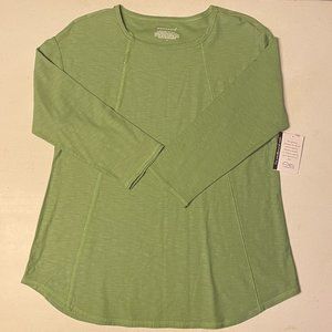 WESTBOUND WOMAN Size S Green  LONG RAGLAN SLV, ,STITCH DETAILING TOP